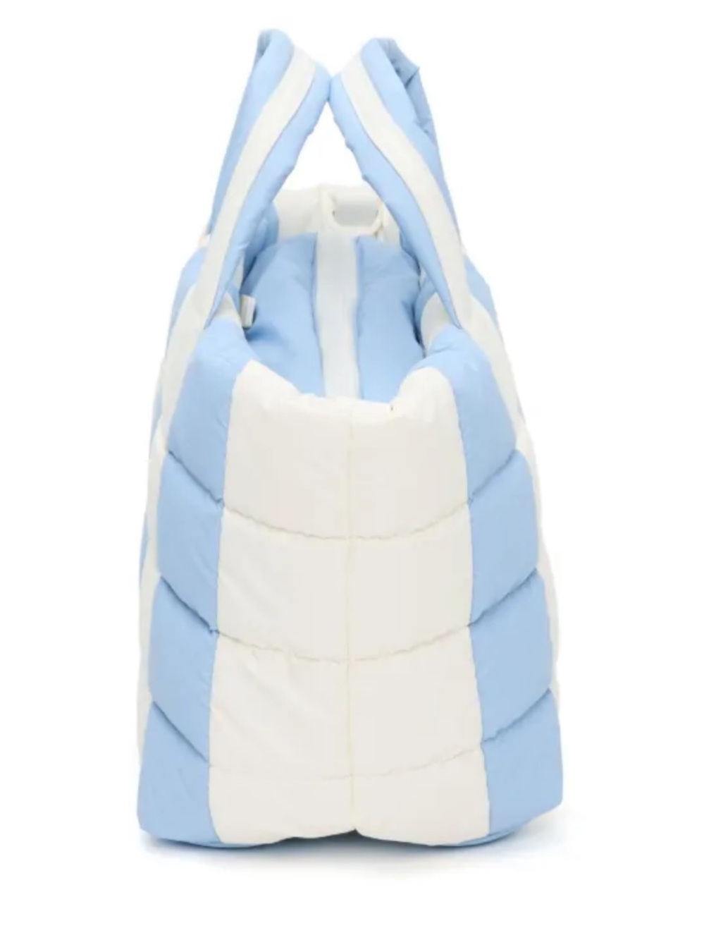 NEW VEE COLLECTIVE MED PORTER TOTE VEGETEL LEATHER BLUE/WHITE - Picture 3 of 5